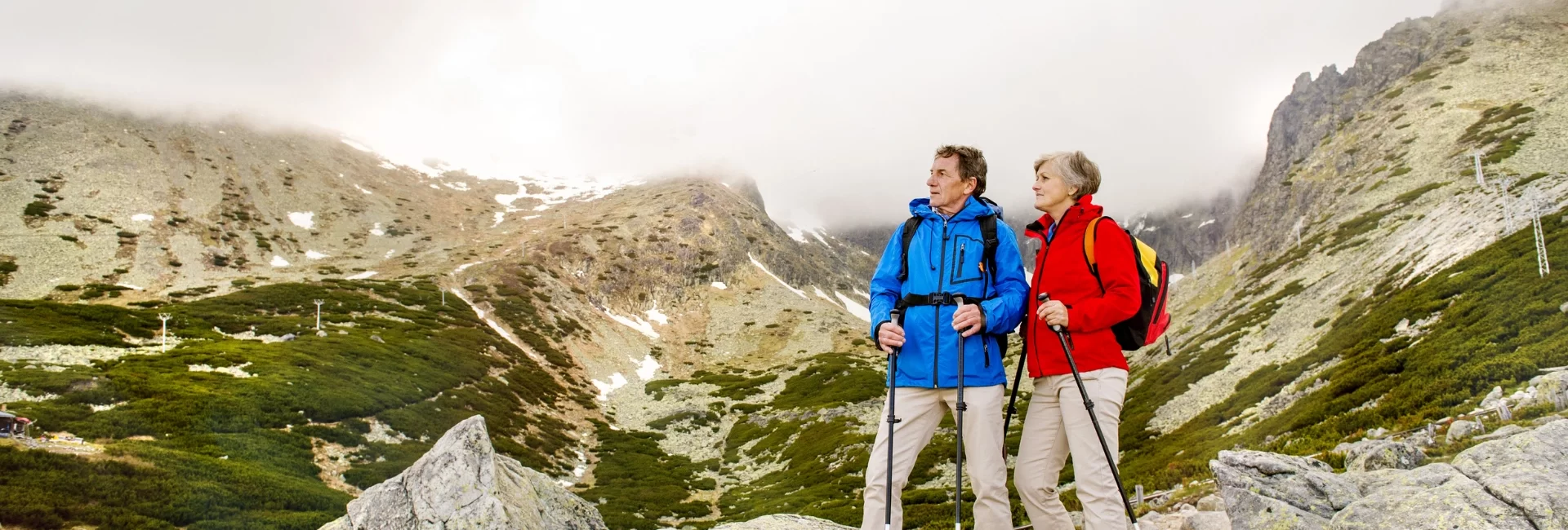 hiking retired couple